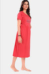 Sweet Moon Maternity Knit Cotton Mid Length Nightdress - Dark Peach — thumbnail 3